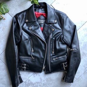 Straight to Hell vegan leather motorcycle jacket